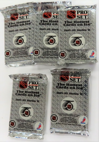 Five (5) 1991-92 Series II Hockey Pro Set UNOPEND Packs.