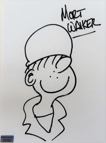 Mort Walker signed autographed Sketch,Beatle Bailey sketch, Authentication Direct COA # 2337066