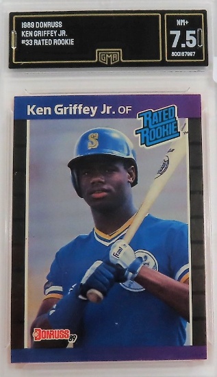 1989 Donruss Ken Griffey Jr. #33 Rookie, GMA Graded 7.5