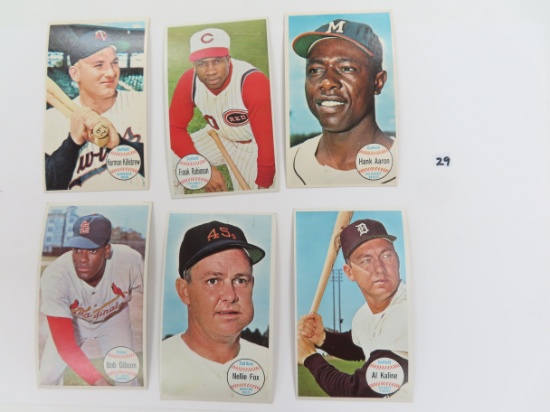 SIX (6) 1964 Topps Giants incl Hank AAron, Killebrew, Gibson, F. Robinson, Nellie Fox, Al Kaline.