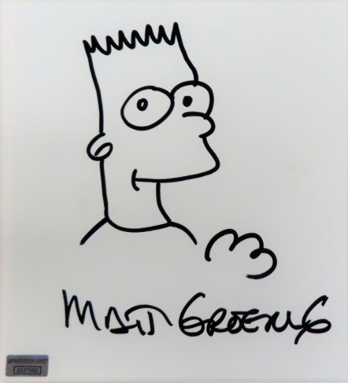 Matt Groening signed sketch with Authentication Direct COA # 2337082, ONLINE VERIFY.