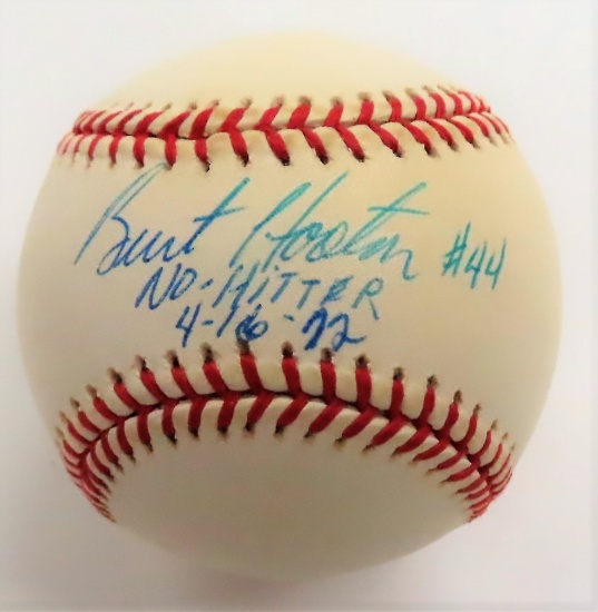 Burt Hooton Signed ONL Baseball inscr. No Hitter 4-16-72, #44. Guaranteed to Pass a JSA, PSA or