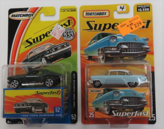 TWO (2) 2004-2005 Matchbox LE Superfast incl. 1955 Fleetwood Cadillac (15,500) AND 1968 Ford