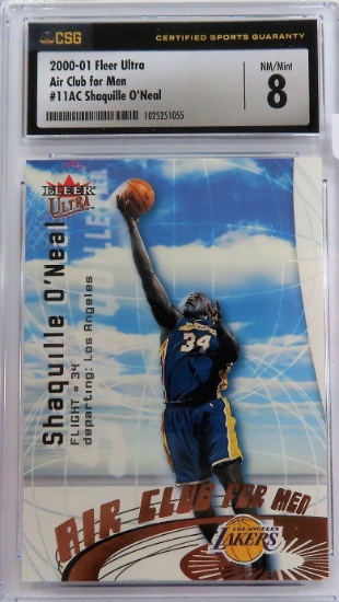 2000-01 Fleer Ultra Air Club For Men, #11AC, Shaquille O'Neal, GMA Graed 8