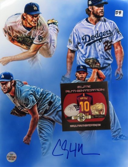 Clayton Kershaw Signed Photograph, 8"x10" Dodgers, Elite COA # 25112, ONLINE VERIFY.