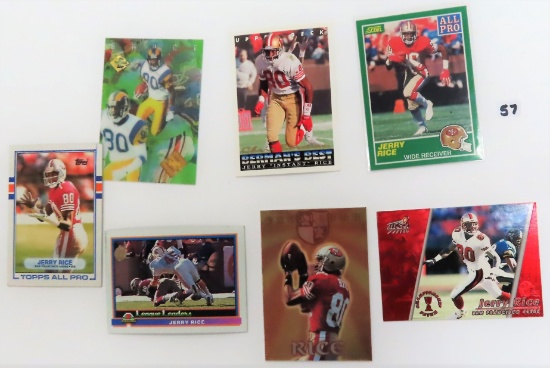 SEVEN (7) Jerry Rice Football Cards, GOAT
