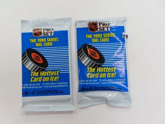 TWO (2) 1990 NHL Pro Set Hockey Unopened Packs
