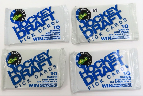 Four (4) 1992 Classic Hockey Draft Pick Cards, 10 cards per pack, Unopened