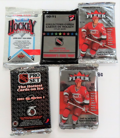Five (5) Unopened Hockey Packs