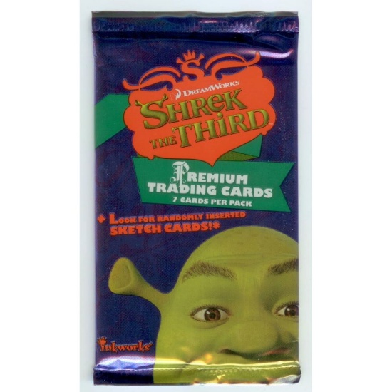 Shrek The Third Unopened Trading Card Pack.  8 cards per pack. look for scratch and stink cards.