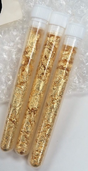 Three (3) 2" Tubes of Gold Flake. All One Money.