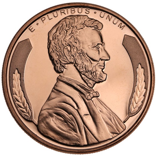 TWO (2) X The Money: One Ounce .999 Fine Copper Lincoln Head Bullion Round. 2X$