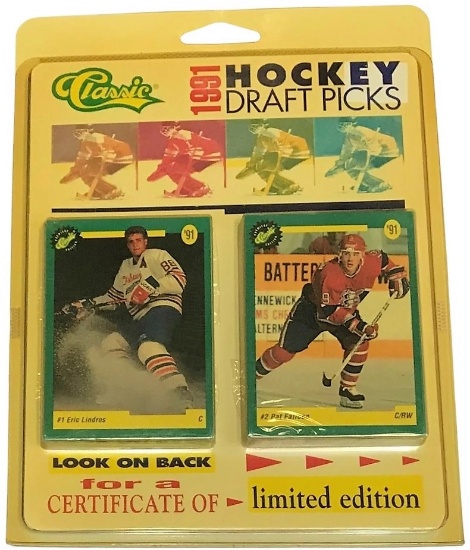 TWO (2) Unopened 1991 Classic Hockey Draft Picks, 50 Card Set, 175,000 made. Eric Lindros Rookie!