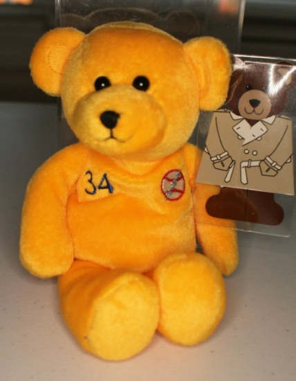 Four (4) NOLAN RYAN, 5714 K "Express to Cooperstown” Collectible Plush Bear, Famous Legends MLB,