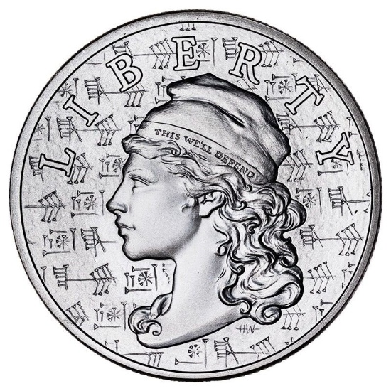 2 oz .9999 Fine Silver Ama-Gi Liberty High Relief Silver Bullion Round, ONLY 20,000 Minted