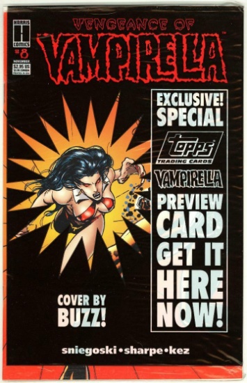 VENGEANCE OF VAMPIRELLA #8, Poly Bagged,SEALED with Preview CARD, HARRIS COMICS, November 1994