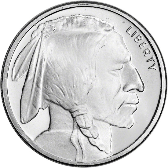 One Troy Ounce .999 Fine Silver Buffalo/Indian Bullion Coin. Golden State Mint.