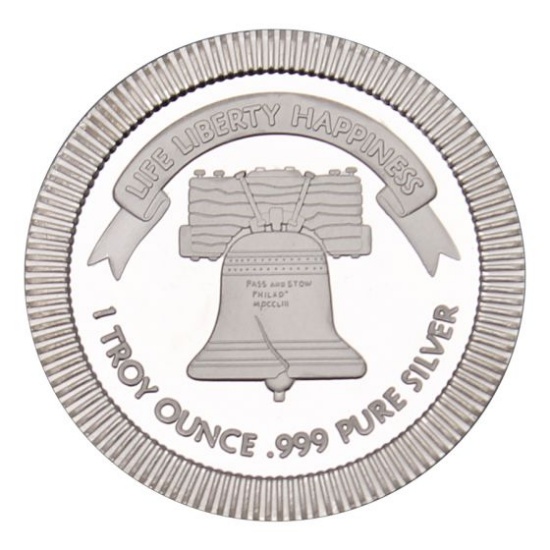 1 oz 999 Fine Silver Stackable Liberty Bell Silver Round. Eagle/Liberty Bell.