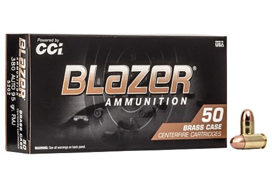 Fifty (50) CCI 380ACP 95GR FMJ BLAZER Ammo, Brass. #5202.