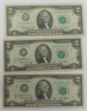 Three (3) Crisp 1976 $2 FRN, one $