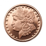 TWO (2) X The Money: One Ounce .999 Fine Copper Morgan Head Bullion Round. 2X$