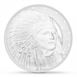 1 Oz .999 Fine Silver Bullion Round, Buffalo Lakota Warrior