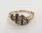 3.0 GRAMS 14KT Yellow Gold Diamond and Blue Sapphire Cluster Ring with Twelve Approx 1.5mm Round