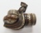 Sterling Silver and Wooden Pipe with Mother of Pearl Inlaid, 2.5