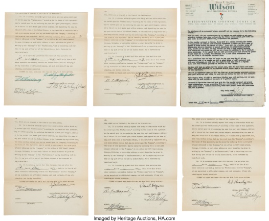 1930's Wilson Golf Endorsement Contracts with PGA Professionals Lot of 7 For One Money.