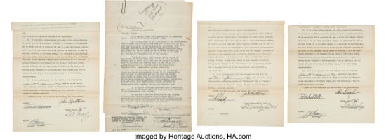 1930's Wilson Golf Endorsement Contracts with Diegel, Hutchison & Revolta. One Money
