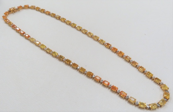 14KT Yellow Gold Ladies Multi Color Sapphire and Diamond Necklace. $30,135 Retail Pre-Sale Report