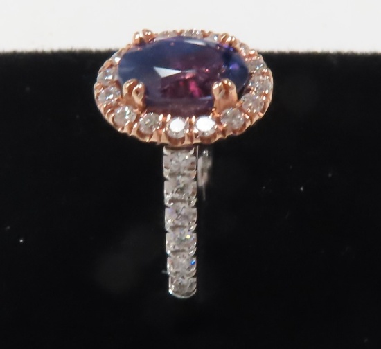 14KT Rose and White Gold Lady's Ring with Cathedral Halo. $12,095 Retail Appraisal Value (6-30-16)