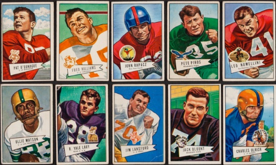 Forty (40) 1952 Bowman Football High Number Cards, Partial Run (40 Different).