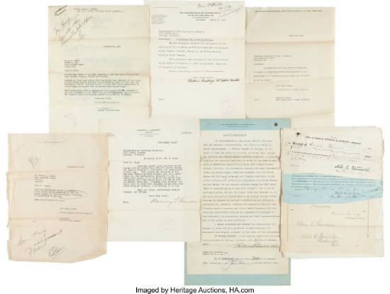 1914-37 Legal Golf Patent Assignments to Wilson Lot of 7. All One Money