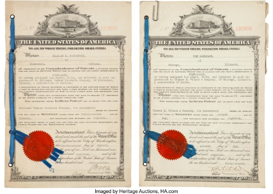 1918 Tom Bendelow Golf Ball Patent Assignment Document to Wilson and One Other. One Money!