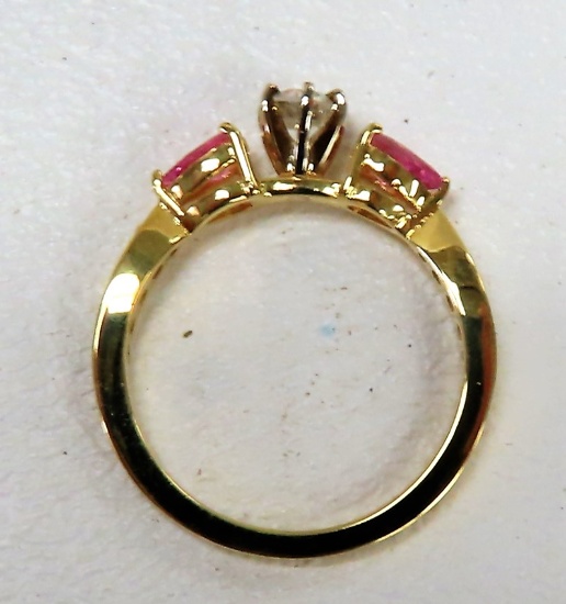 Ladies 14K Yellow Gold Ring Prong et with one round shaped brilliant cut diamond .15 carat. $1300
