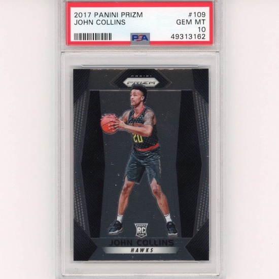 PSA Graded 2017-18 Panini Prizm John Collins #109 Rookie RC Basketball Card PSA 10 Gem Mint