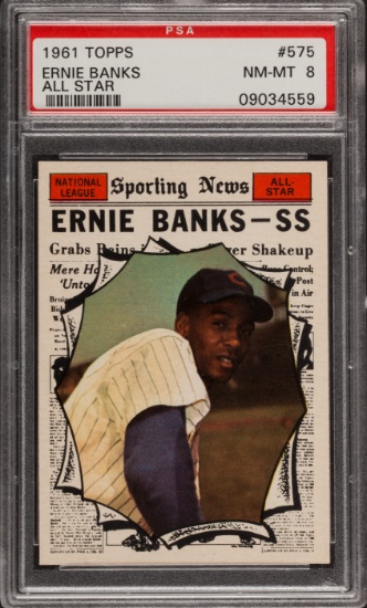 1961 Topps Baseball #575 Ernie Banks All Star PSA 8