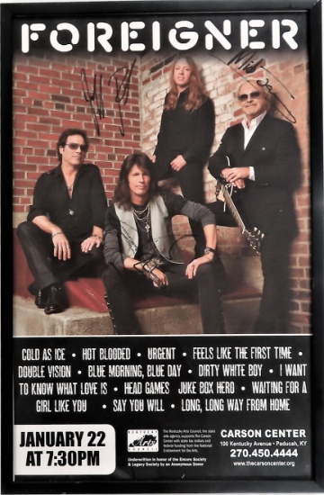 Foreigner Signed Kentucky Concert Poster (11"x15") With James Spence FULL LETTER #XX93295. 100%