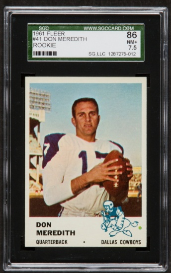 1961 Fleer Don Meredith #41 SGC 86 NM+ 7.5. Rookie Card