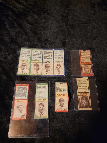 7 Diamond Match Co Baseball players matchbook cards + 2 Football, All One Money