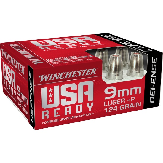TWO HUNDRED (200) Rounds: Winchester Ammunition, USA Ready, 9MM, 124Gr, Hex-Vent Hollow Point, +P