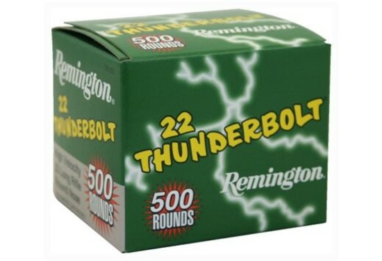 Five-Hundred (500) Rimfire Cartridges: REMINGTON THUNDERBOLT 22LR 40 Grain.