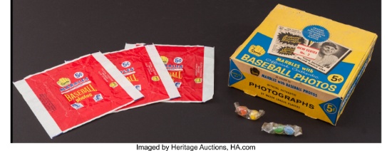 1960 Leaf Baseball 2nd Series Wax Box, Wrappers and Marbles.
