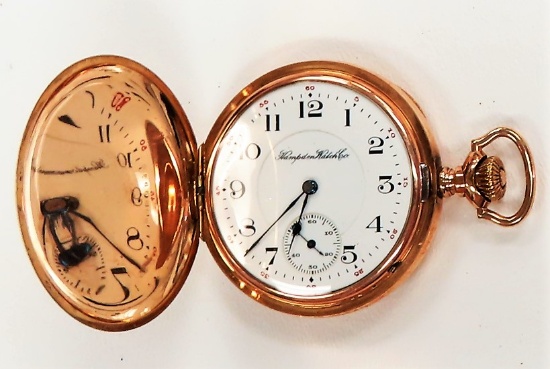 Vintage Hampden 17 Jewel Pocket Watch, Men's Hunting Case, Size 18, Ouststanding Condition,