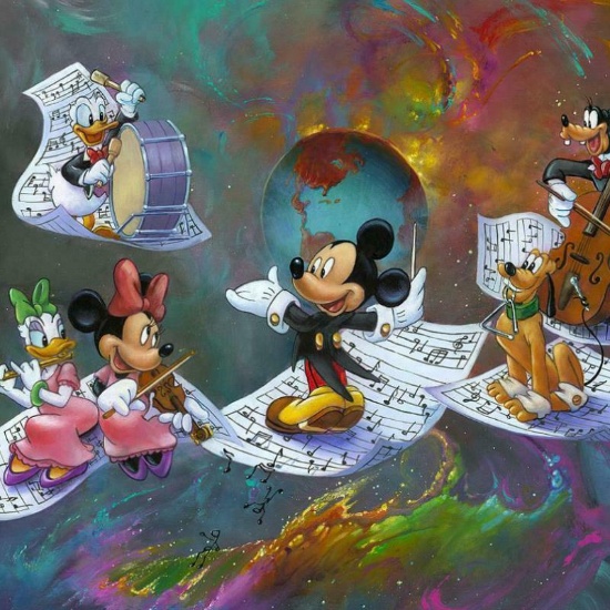 Jim Warren "A Universe of Music" Disney LE Hand Embellished Giclee on Canvas JC#6956 tub
