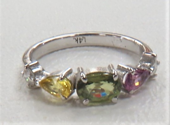 $1499 est retail value: 14K White Gold Ring with 1 ctw Sapphires and .17 ctw Diamond (G-H, SI2-I1)
