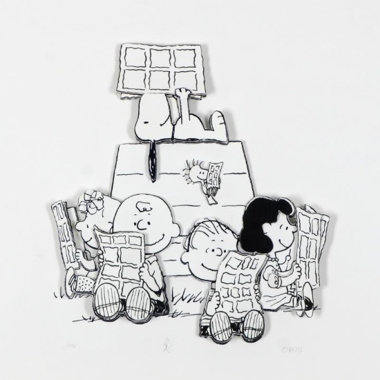 Peanuts, "Down Time" Hand Numbered Limited Edition 3D Decoupage, JC #5065 flat