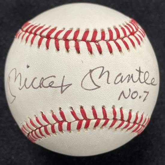 Mickey Mantle Signed OAL Rawlings Baseball inscr. "No. 7" with James Spence Full Letter of