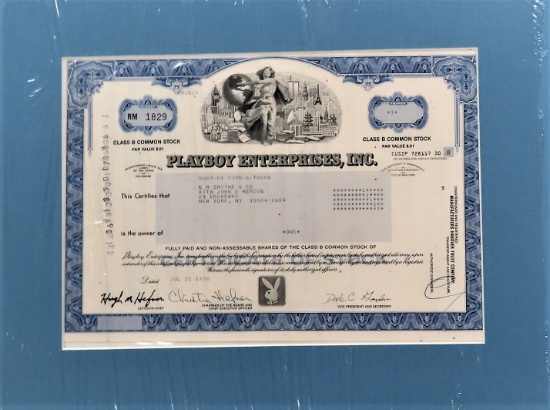 1990 One Share Playboy Enterprises Common Stock